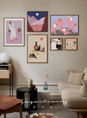 弥生志 摩洛哥家居设计现代抽象人物异域艺术插画装饰画