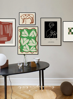 弥生志 北欧现代方块几何墙面厅餐厅卧室玄关装饰画照片墙