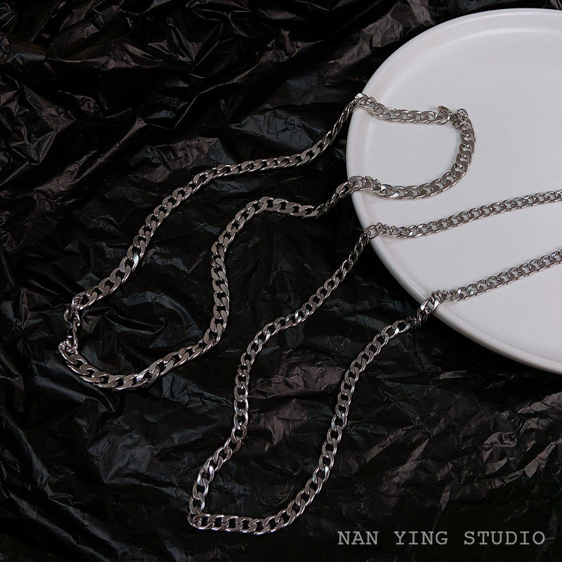 NANYING 티타늄 스틸 비 페이딩 다목적 기본 힙합 체인 목걸이 트렌디 커플 남성과 여성 단순 NK 체인