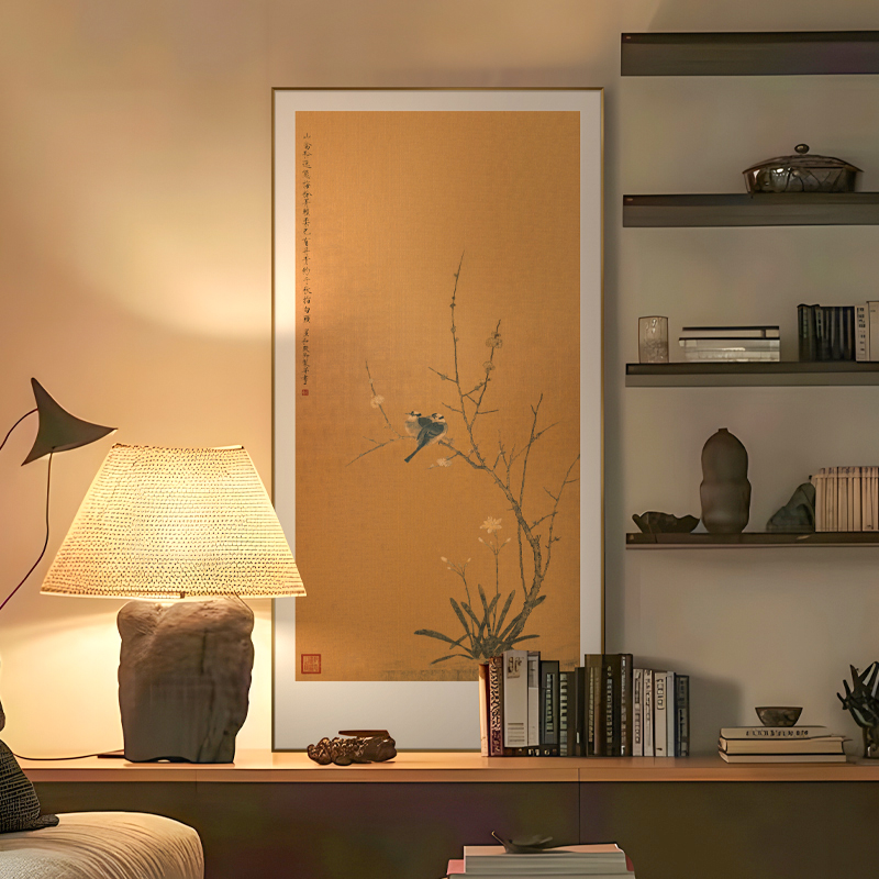 宋代美学金箔画中国风花鸟走廊过道背景墙高端入户玄关新中式挂画