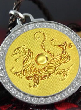 白虎吊坠乾挂钛钢国风吊坠