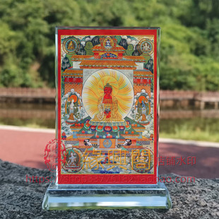 定制阿弥陀佛画像水晶玻璃摆件工艺品摆台老照片修复文创礼品礼物