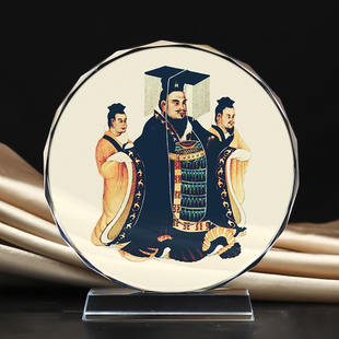 定制古代皇帝汉武帝画像水晶玻璃摆件工艺品家居摆台照片文创礼品