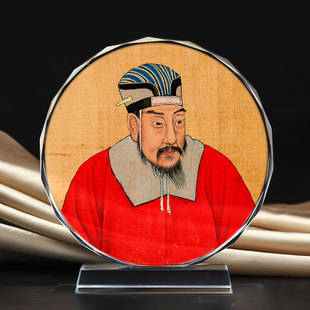 定制古代皇帝隋文帝画像水晶玻璃摆件工艺品摆台照片文创礼品礼物