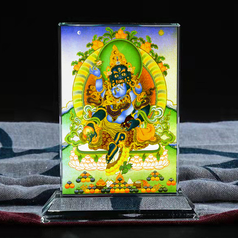 定制佛画像绿财神西方无量光明佛水晶玻璃摆件工照片文创礼品礼物