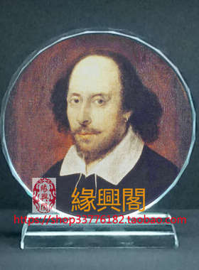 世界名人威廉·莎士比亚画像水晶玻璃摆件品装饰照片文创礼品礼物