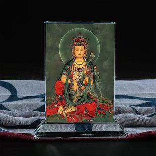 定制文殊师利曼殊室利菩萨画像水晶玻璃摆件工艺照片文创礼品礼物