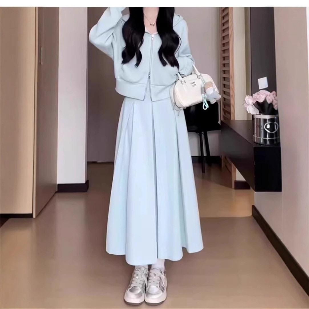 早春穿搭配一整小香韩系风套装卫衣连衣裙子女秋冬款2025新款