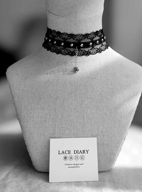 FG暗黑系哥特朋克铆钉亚文化复古少女锁骨链项链颈链蕾丝镂空项圈