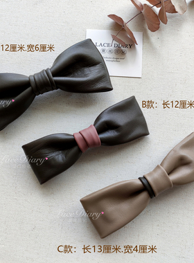 YP2真皮羊皮手工蝴蝶结发夹配件