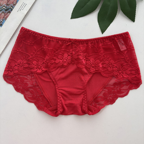 桑蚕丝 贴身甜美蕾丝边透气女三角裤86B3/45261