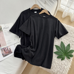 整件砂洗情侣上衣夏装宽松显瘦直筒百搭简约棉短袖上衣T恤衫33912