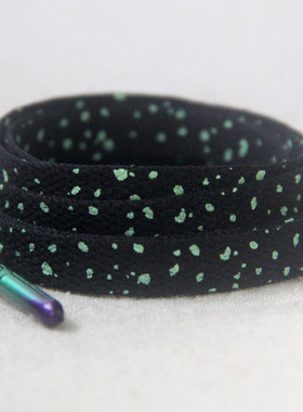 黑色荧绿点纹扁带潮搭扁带 男女黑色鞋带 篮球鞋带KD13适用