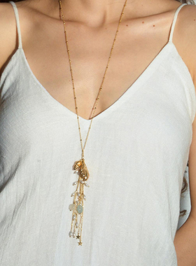 DINN DINN DESIGN度假系列贝壳流苏长款项链轻奢女精致简约高级感