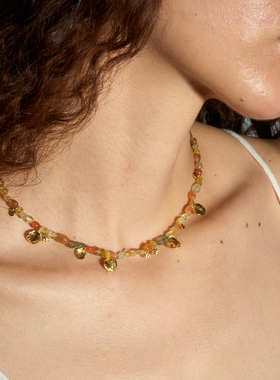 DINN DINN DESIGN  D2507XL4  短款彩色珠珠小圆片项链