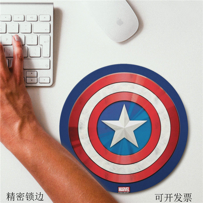 漫威电影周边圆鼠标垫神盾局钢铁侠美国队长电脑办公游戏锁边桌垫