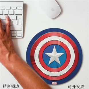 漫威电影周边圆鼠标垫神盾局钢铁侠美国队长电脑办公游戏锁边桌垫