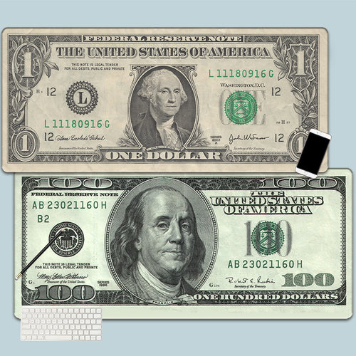 美元个性发财鼠标垫超大护腕锁边电脑键盘书桌垫学生游戏防滑垫