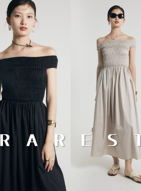 [5.11晚7点直播]气质胜人一筹 一字肩打缆修身丝光棉连衣裙