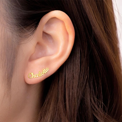 定制名字耳钉女个性简约刻字