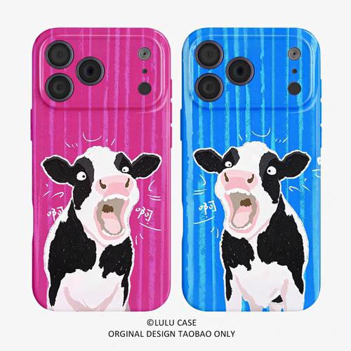 情侣疯癫呐喊奶牛手机壳适用iphone17promax16苹果15小米14小众13可爱12ins11菲林vivox200华为mate70proP70