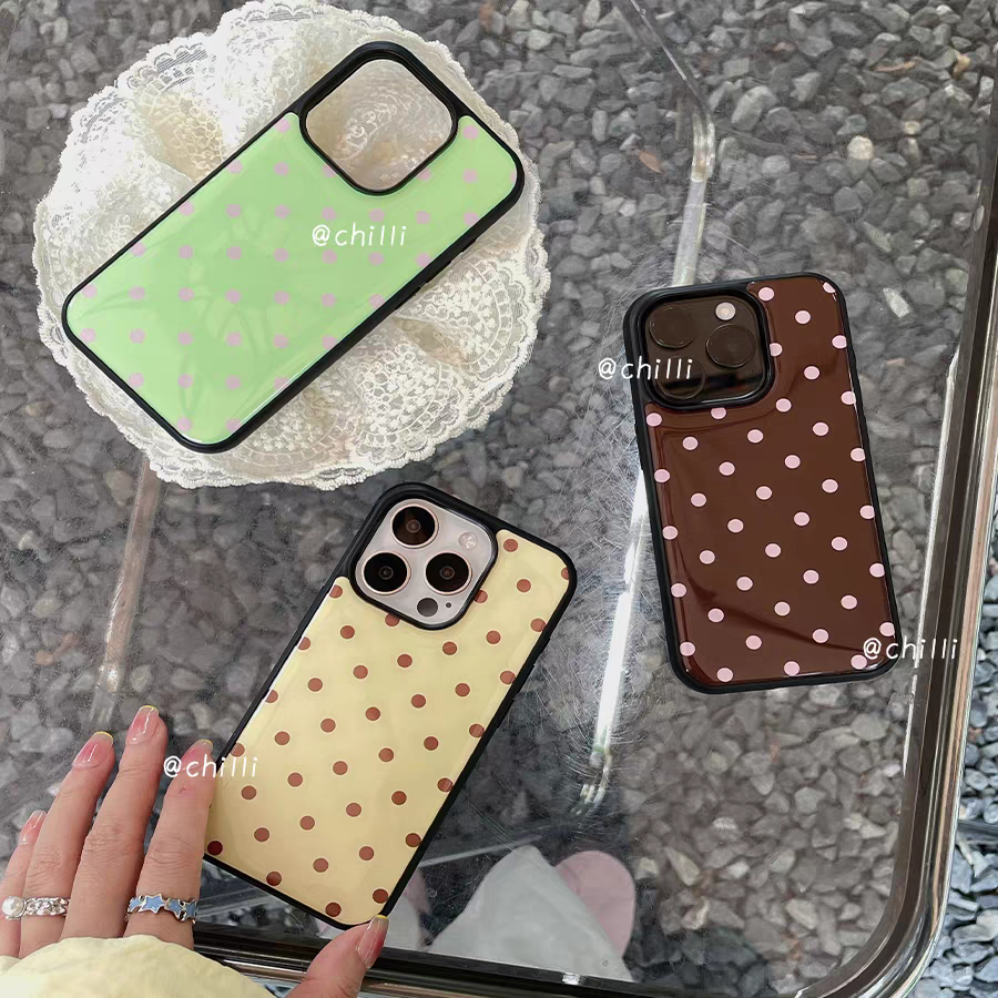 韩系ins风秋冬波点系列气质黑边适用iphone17air/17promax保护壳苹果16手机壳16promax保护套15防摔13/14外壳