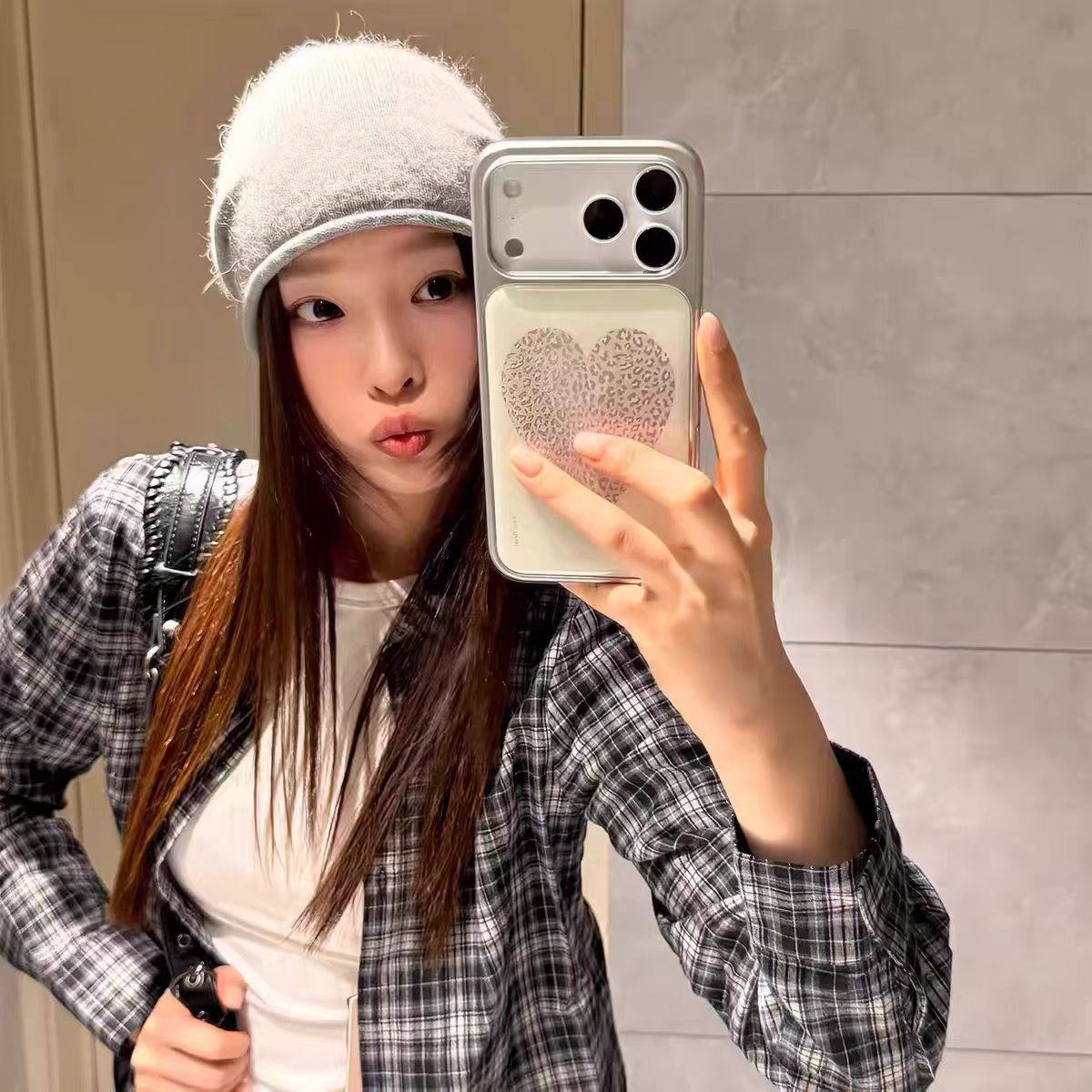韩系豹纹爱心新款银边手机壳适用苹果iPhone17promax高级感air保护套小众16plus亮面15pro14防摔简约13气质