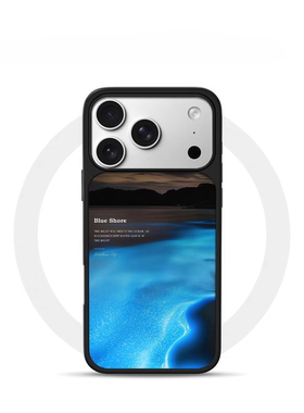 ins风复古蓝色海岸电镀银黑边适用苹果iPhone17promax手机壳16pro小米15Pro保护套华为mate80P70三星S23软壳
