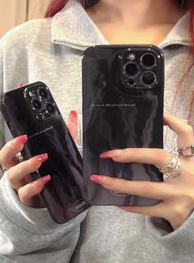 imd黑色流体晕染适用于苹果15promax手机壳iPhone13菲林11高级感12华为mate60小米14plus不撞壳小众渐变艺术