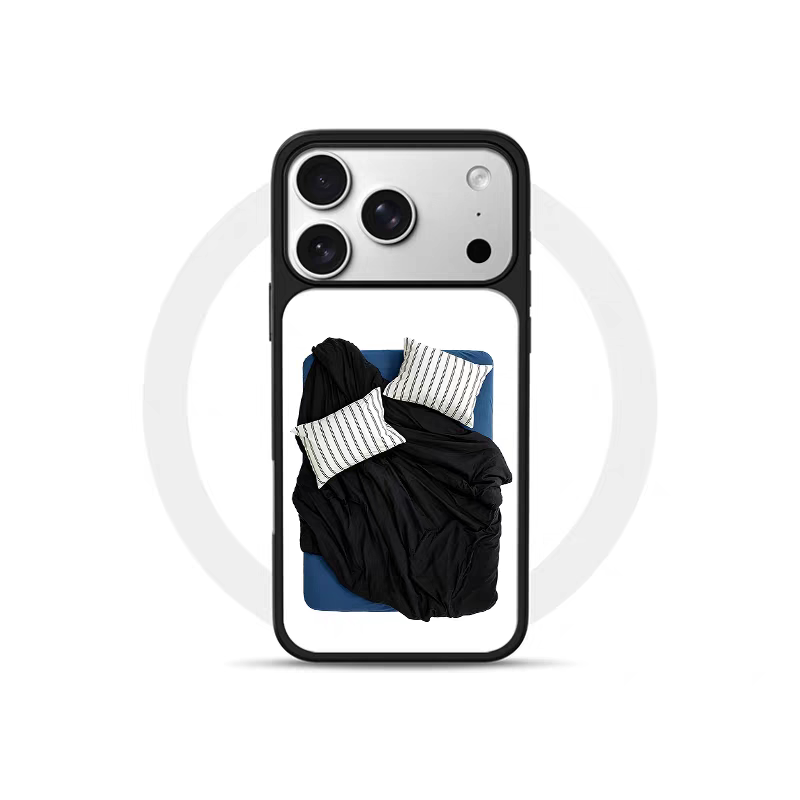 ins风复古晚安睡觉电镀银黑边适用苹果iPhone17promax手机壳16pro小米15Pro保护套华为mate80P70三星S23软壳