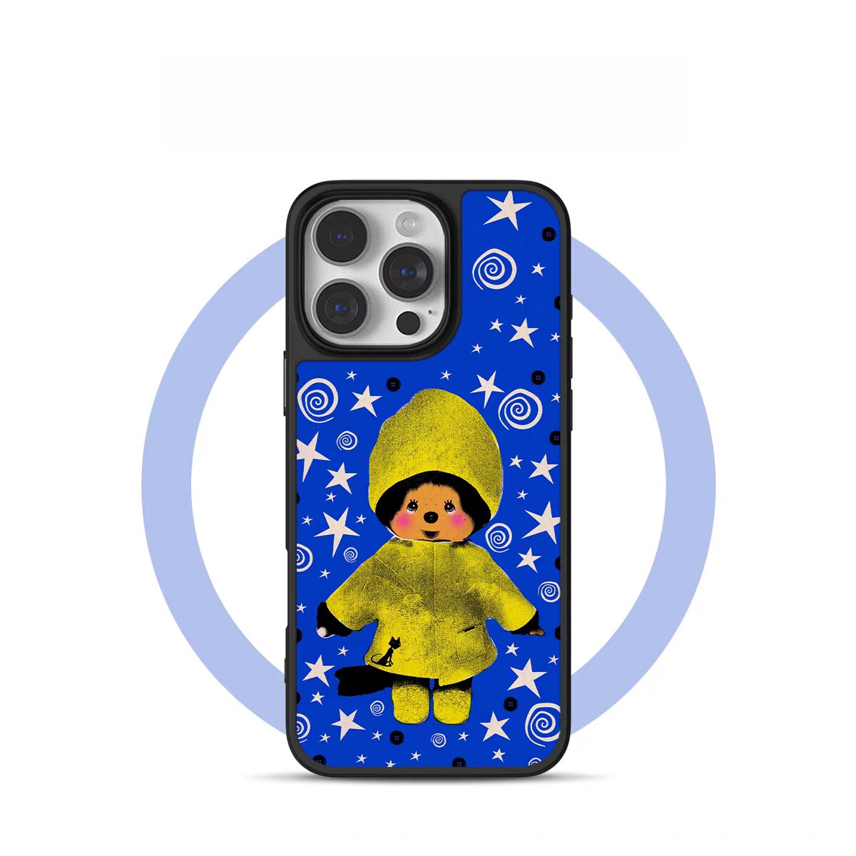 日韩古早蒙奇奇电镀银黑边适用苹果iPhone16promax手机壳15pro小米14Pro保护套华为mate60P70防摔三星S23软壳