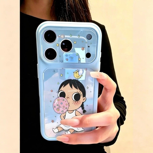 日韩可爱星星泡泡小玉大视窗手机壳适用苹果17promax手机壳iPhone16高级感光面肤感壳15plus创意14pro13防摔