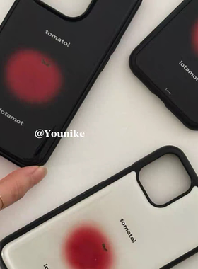 ins风复古趣味番茄黑边适用苹果17promax滴胶手机壳iphone16pro新款1314pro创意15pro全包防摔手机套高级感