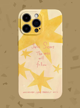 【幸运相随】抽象黄色星星适用iPhone16/15promax手机壳华为pura70小米15/13畅享70vivoS19软iqooneo10苹果14