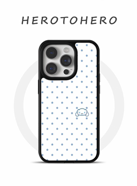 日韩INS波点布丁狗亚克力黑边适用苹果iPhone16promax手机壳15pro小米14Pro保护套华为mate60P70防摔三星S23
