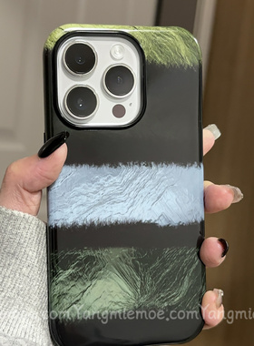 原创绿色条纹拼色适用iphone15苹果手机壳16pro防摔13promax12二合一菲林二合一14Pro小米华为荣耀OPPOvivo