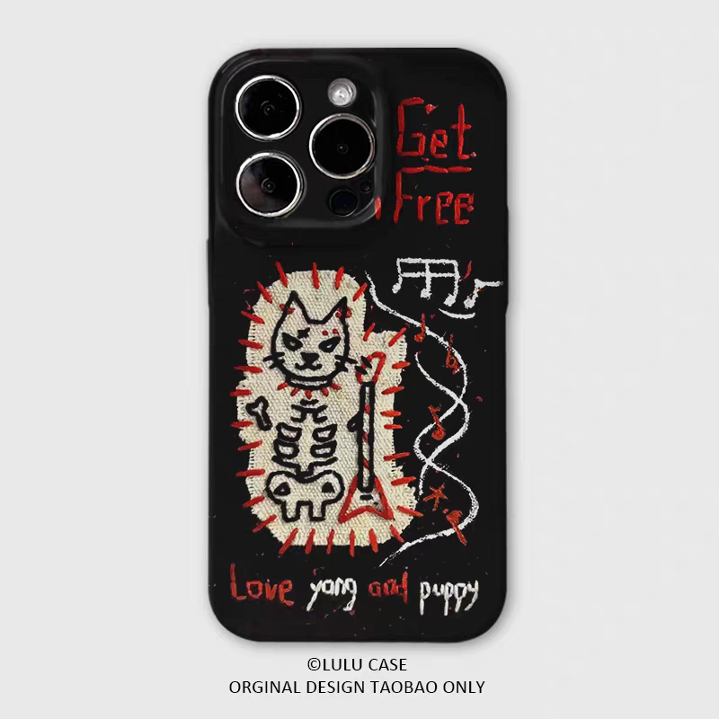 适用于iPhone16Promax自由朋克猫咪15pro手机壳14pro摇滚xr潮流12软壳11高级感15plus小众苹果13promax