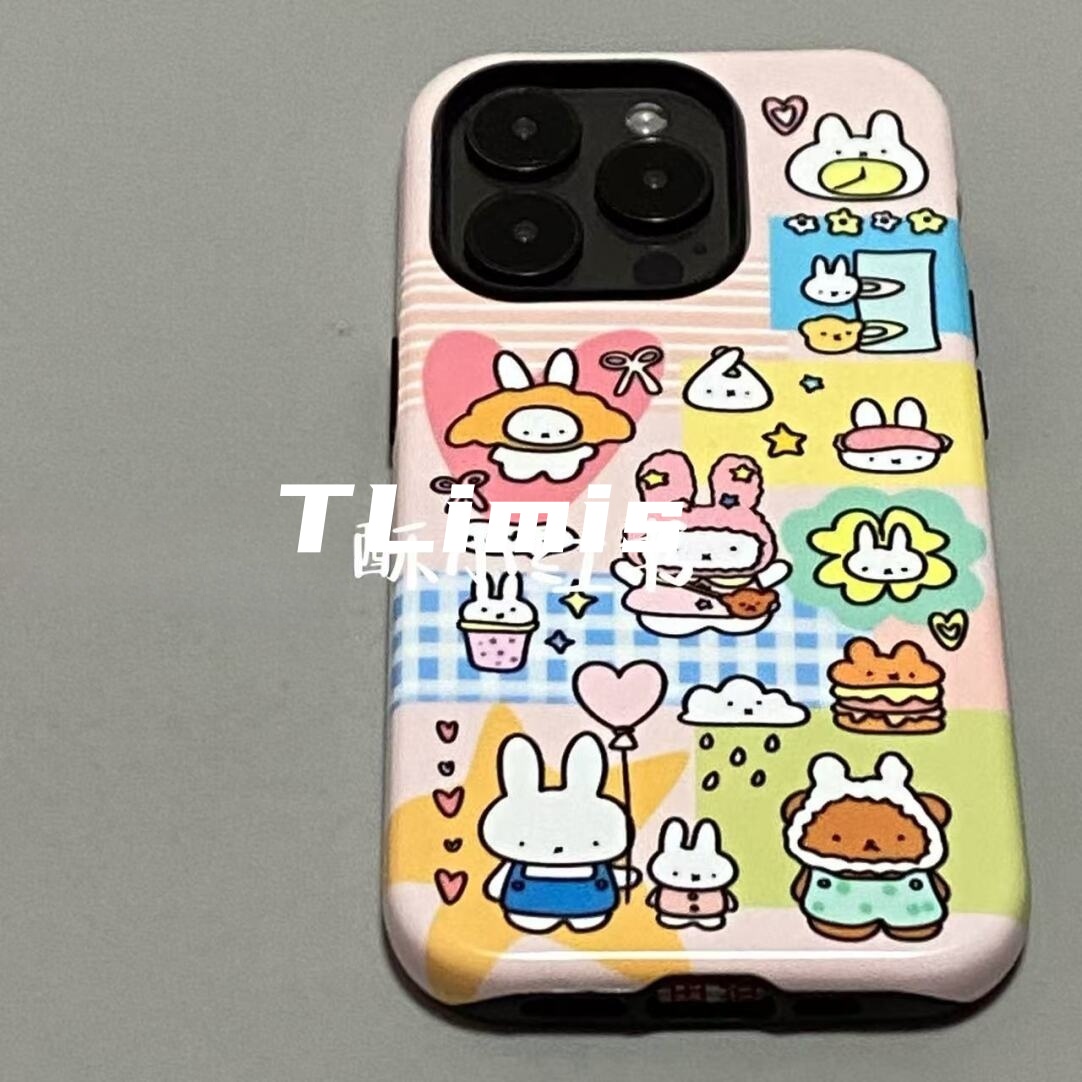 拼块米菲可爱适用iphone15苹果手机壳16pro防摔13promax12菲林二合一14Pro小米华为荣耀OPPOvivo11Xsma防摔