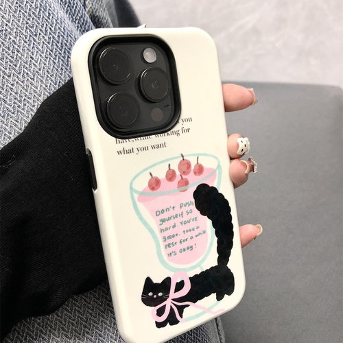 甜品黑猫ins风菲林二合一适用苹果15promax手机壳情侣iphone14pro保护套女mate6050新款13pro小众12/11p/xs潮