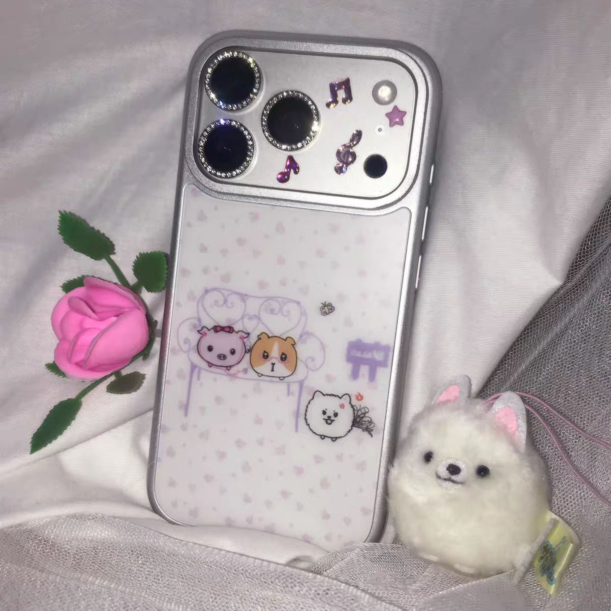 可爱波点猪猪个性复古新款银边壳适用苹果iPhone17promax手机壳16pro小米15Pro保护套华为mate60P70荣耀oppo