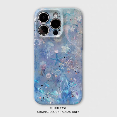 适用于iPhone16Promax蓝色海洋珍珠15pro手机壳14pro梦幻xr浪漫12mini软壳11高级感15plus小众苹果13promax