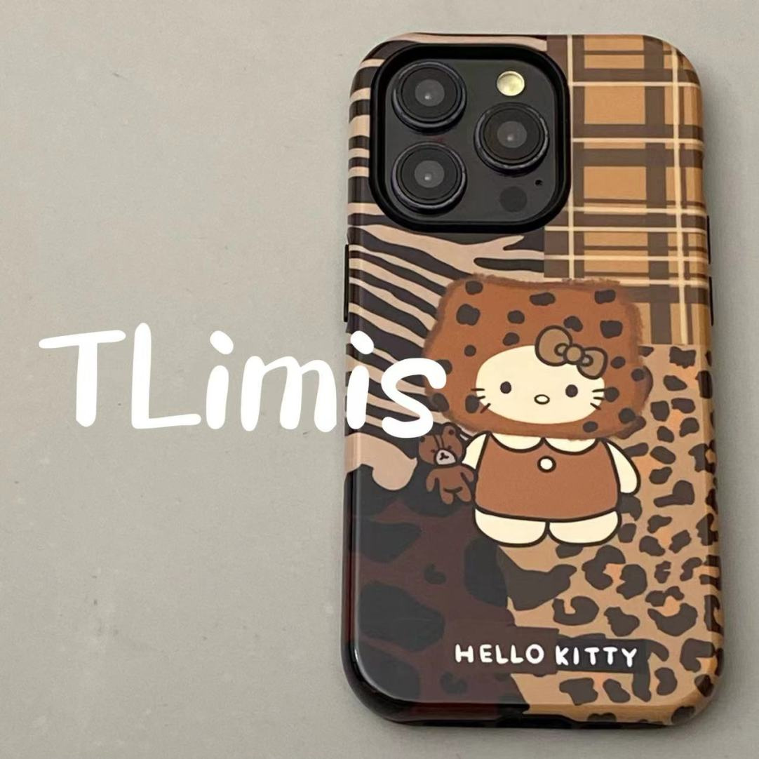 原创拼接凯蒂猫个性韩国菲林壳二合一苹果16promax手机壳iPhone15新款14promax磨砂13pro高级13防摔12保护壳