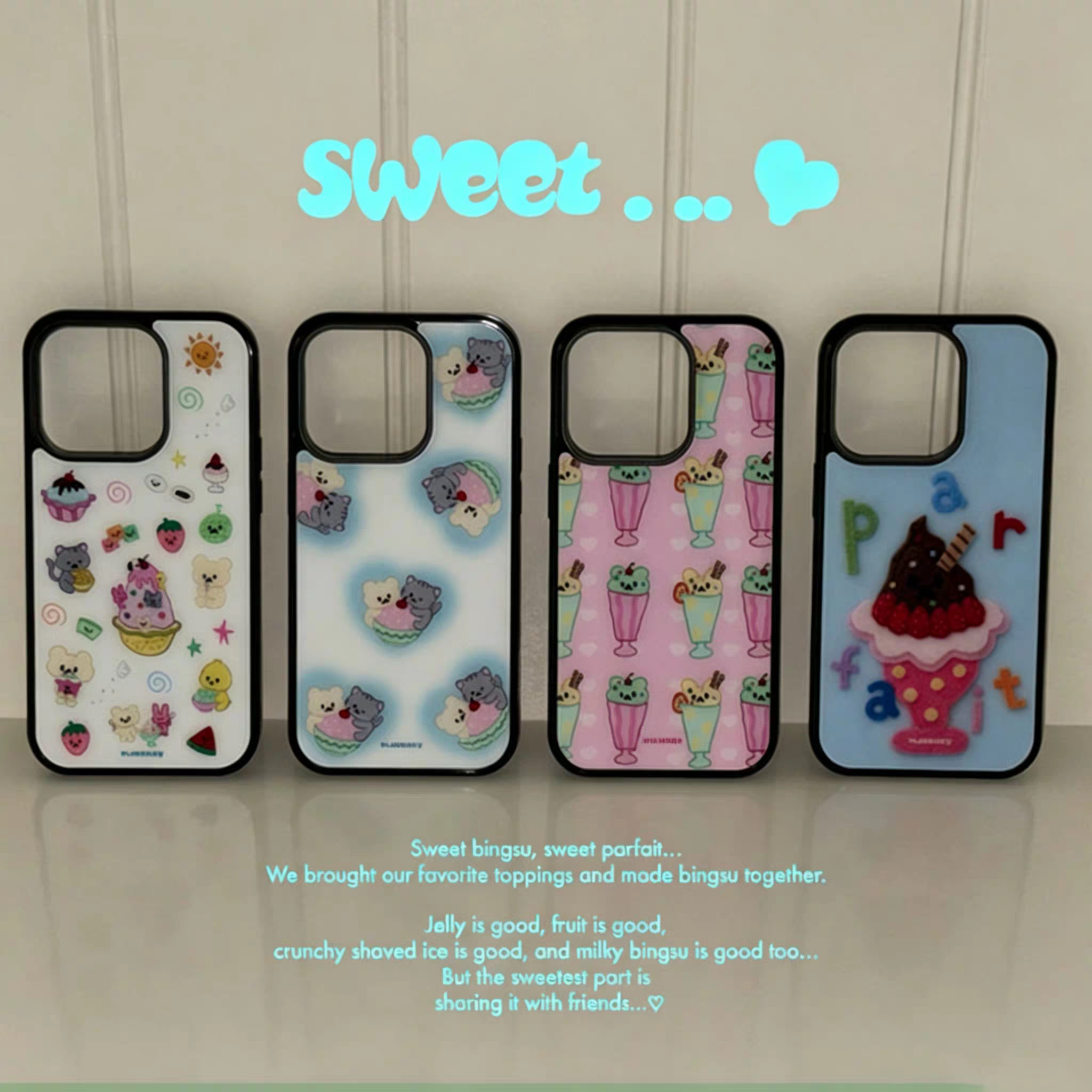 ins风治愈猫咪小熊雪糕甜品黑边壳适用苹果iPhone17promax手机壳16pro小米15Pro保护套华为mate60P70荣耀oppo
