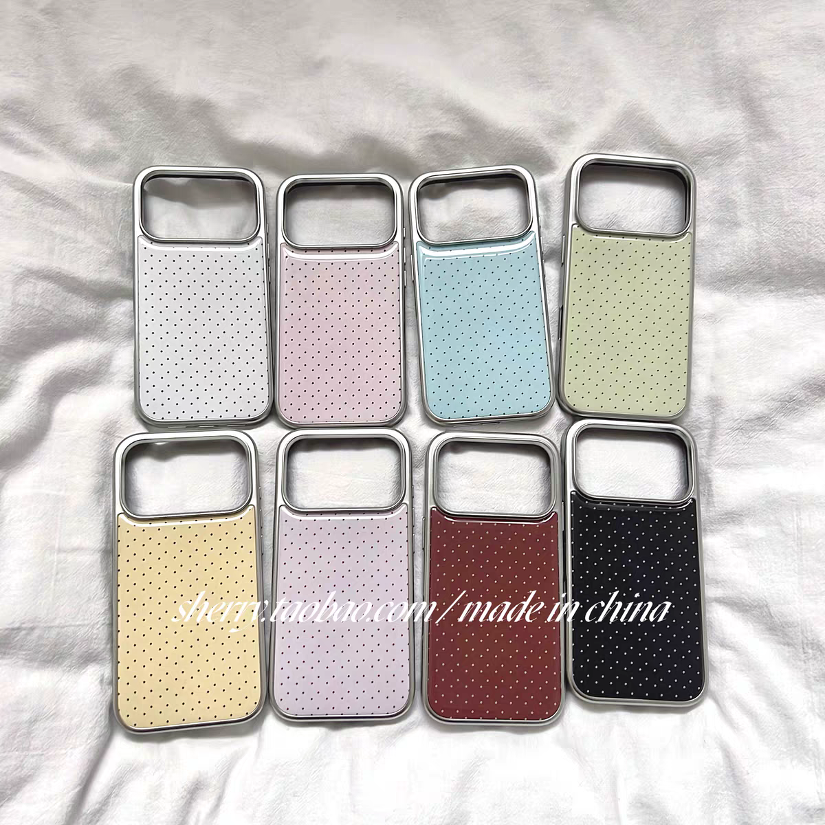 ins风高级感纯色波点多色系银边滴胶手机壳适用苹果iPhone17promax手机壳小众16plus亮面壳15pro14防摔简约13