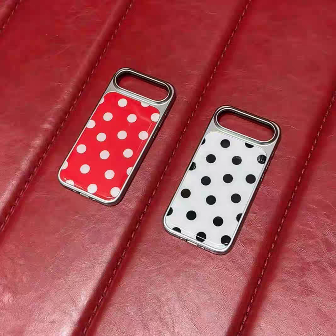 ins原创小众高级波点电镀银边适用苹果小米iPhone17promax手机壳16pro14Pro保护套华为mate60P70三星S23软壳