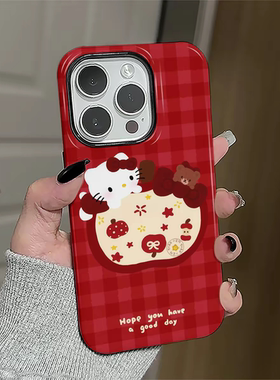 ins新年红kt猫适用iphone17苹果手机壳16pro防摔13promax15菲林二合一14Pro小米华为荣耀OPPOvivo11Xsma防摔