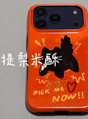 ins美式小黑猫适用于iPhone17 Pro Max手机壳美版新款菲林二合一苹果16pro防摔12全包15保护套原创1413手机壳
