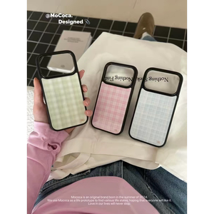 ins风韩简约纯色格纹黑边软壳适用苹果iPhone17promax手机壳16pro小米15Pro保护套华为mate80P70三星S23软壳