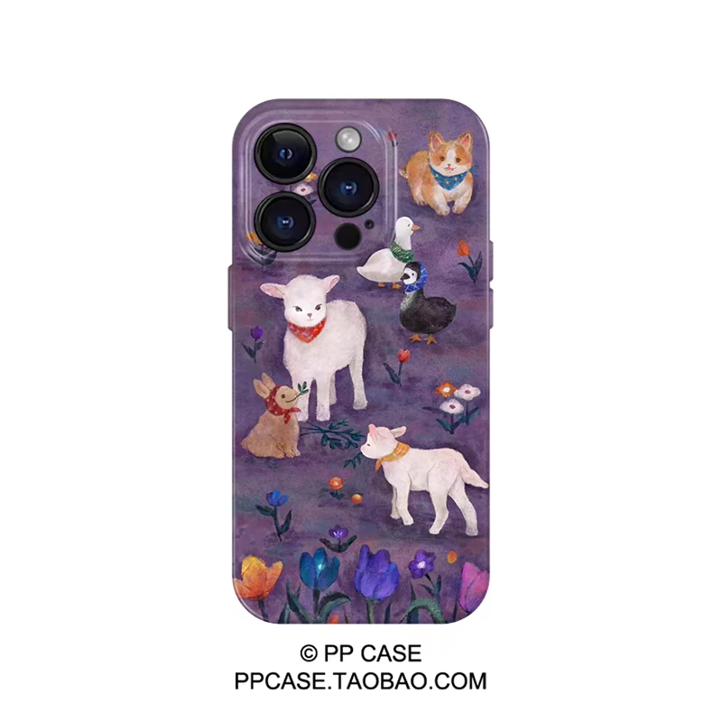 紫色油画梦幻小羊 适用iPhone15promax苹果13小米14新款mate60华为p70nova12荣耀90手机壳opporeno11vivox100