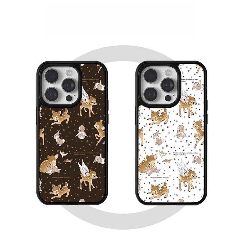 ins风兔子梅花鹿黑边软壳适用苹果iPhone17promax手机壳16pro小米15Pro保护套华为mate60P70防摔三星S23软壳